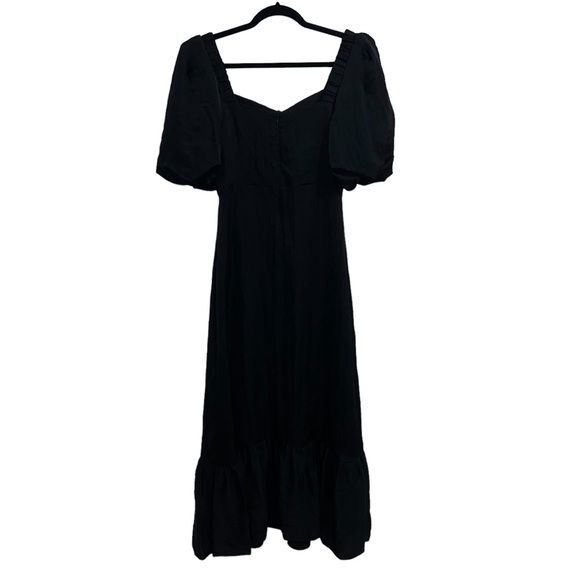 NEW NWT SANDRO Falbala Crystal Embellished Midi Dress Black - Picture 7 of 11